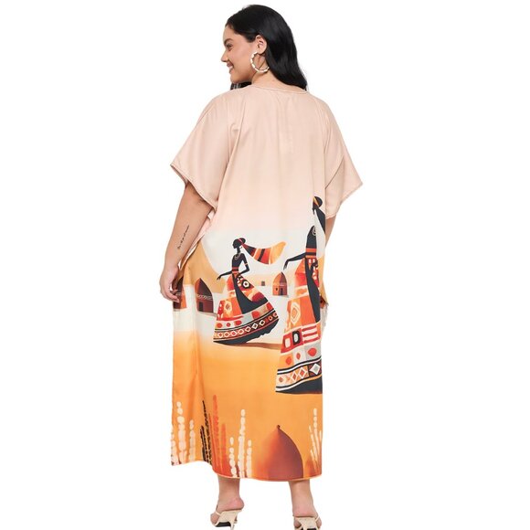 Gypsie Blu Women Plus Size Caftan Dress Digital Printed Polyester Mumu Dresses - Picture 7 of 9